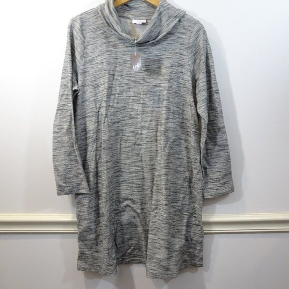 PURE JILL Gray Knit Sweater Dress Size S Petite NEW Shift Pockets Turtleneck - Picture 1 of 6